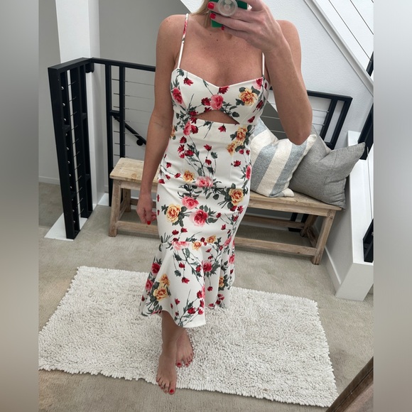 NSR Dresses & Skirts - NSR Floral spaghetti strap colorful midi wedding formal party event dress S